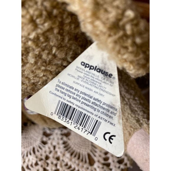 DAKIN TEDDY BEAR - NWT - Posable Head, Hands, Legs - 17" - Curly Hair/Plaid Bow - Picture 6 of 12